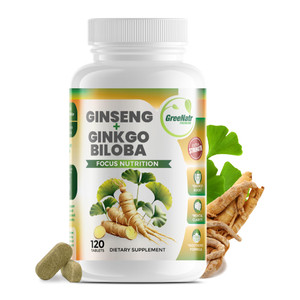 GreeNatr Ginko Biloba & Panax Ginseng Supplement - Red Ginseng Brain Supplement for Memory and Focus - Ginkgo Biloba Supplements for Good Vision, Imm