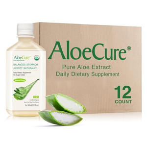 AloeCure USDA Organic Aloe Vera Juice Made Within 12 Hrs of Harvest - Pure Aloe Juice Natural Digestive Supplement to Support Digestion, Immune Syste