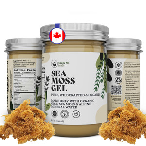 HAPPY FOX Organic Sea Moss Gel Made from Real Seamoss & Alpine Mineral Water. Pure Wildcrafted Sea Moss, Small Batch Made & Approved by Dr Sebi Sea M