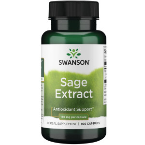 Swanson Sage Extract - Herbal Supplement Promoting Total-Body Health & Protection - Natural Formula for Overall Wellness Support - (100 Capsules, 160