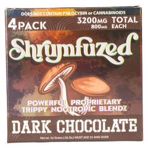 Shrumfuzed Proprietary Nootropic Gummy 3200mg - Lion's Mane, Reishi, Chaga, and Cordycep Nootropic Tripee Mushroom Blend (4, Dark Chocolate)