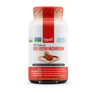 Fresh Nutrition Organic Reishi Mushroom Capsules - Rich in Alpha Glucan - Ganoderma Lucidum & Ganoderma Applanatim - Third Party Tested - 90 Capsules