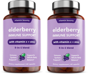 Vitamin Bounty Elderberry Immune Support - with Zinc, Vitamin C & Echinacea, Advanced 5-in-1 Blend, Powerful Antioxidant, Supports Whole Body Balance