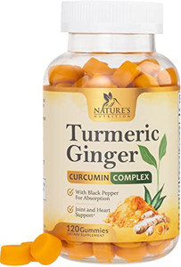 Turmeric Curcumin Supplement Gummies - 95% Curcuminoids with Turmeric & Ginger, Black Pepper for Best Absorption, Nature's Vegan Joint Support, Non-G