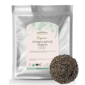 Starwest Botanicals Organic Ginkgo Leaf - Ginkgo Biloba, Dried Loose Leaf Herb for Tea, Capsules, & Herbal Blends, Cut & Sifted, Certified Kosher, No
