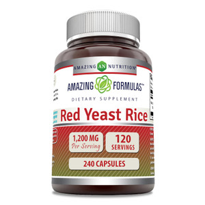 Amazing Formulas Red Yeast Rice 1200mg Per Serving 240 Capsules Supplement | Non-GMO | Gluten Free | Made in USA