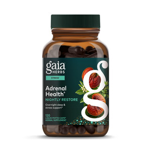 Gaia Herbs Adrenal Health Nightly Restore - Herbal Supplement with Ashwagandha, Magnolia Bark, Cordyceps, Lemon Balm & More* - 120 Vegan Liquid Phyto
