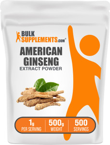 BulkSupplements.com American Ginseng Extract Powder - Ginseng Supplement, Herbal Supplements - Gluten Free, 1g per Serving, 500g (1.1 lbs) (Pack of 1