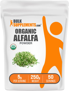 BulkSupplements.com Organic Alfalfa Grass Powder - Alfalfa Supplement, Green Superfood Powder - Vegan & Gluten Free, 5g per Serving, 250g (8.8 oz) (P