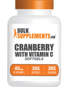 BulkSupplements.com Cranberry with Vitamin C Softgels - Antioxidants Supplement, 40mg of Vitamin C - Gluten Free, 1 Softgel per Serving, 365 Count (P