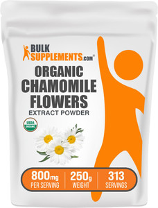 BulkSupplements.com Organic Chamomile Extract Powder - Herbal Supplement, Sourced from Chamomile Flowers - Vegan & Gluten Free, 800mg per Serving, 25