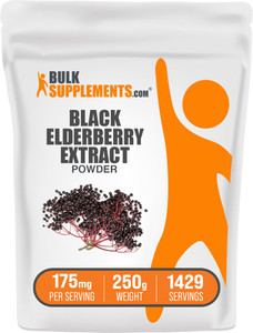 BulkSupplements.com Elderberry Extract Powder - Elderberries Sourced from Black Elderbrry, Immune Support Supplement - Gluten Free - 175mg per Servin