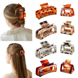 Xinmeinne Claw Clips 4Pcs Hair Clips for Thick Hair,3.5" Medium Large Hair Clips,Rectangular Claw Clips Hair Claw Hair Clips for Thick Hair Cute Hair