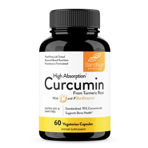 Sandhu's Curcumin C3 Complex with BioPerine 60 Capsules | Non-GMO | High Absorption from Turmeric Root