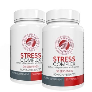 Silver Fern Stress Complex Supplement - Without Caffeine - Sleep, Worry, Mood & More - with Saffron Supplements, L-Theanine Supplement, & Myo-inosito