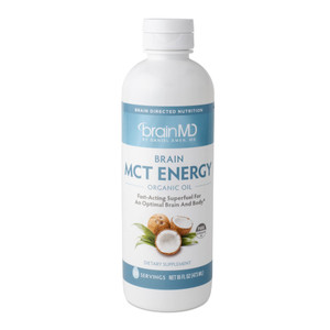 BRAINMD Dr Amen Brain MCT Energy - 16 fl oz - Energy Support for Brain & Body - Improves Focus & Satiety - Clean & Fast Acting - Gluten Free - 31 Ser