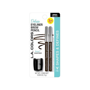 L.A. COLORS Eyeliner/Brow Pencils w/Sharpener (carded), Dark Brown CBPN223A