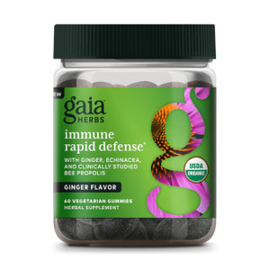 Gaia Herbs Organic Immune Rapid Defense Gummies - Supports Immunity - with Propolis, Ginger, and Echinacea - 60 Vegan Gummies (30-Day Supply)