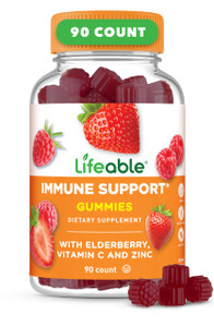 Lifeable Immune Support Gummies for Adult | Elderberry Vitamin C and Zinc | Great Tasting Elderberry Immune Support Supplement Gummies | Immunity Gum