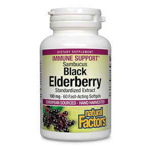 Natural Factors Black Elderberry, 100 mg, 60 Fast-Acting Softgels