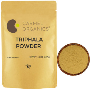 CARMEL ORGANICS Triphala Powder (8 Ounces) for Digestive Support | No Added Preservatives | Equal Blend of Harad, Baheda & Amla Fruits
