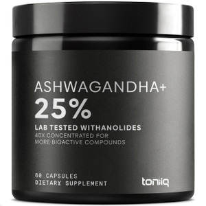 Toniiq Ashwagandha - Ultra High Potency 40:1 Extract with 25% Withanolides - Wild Harvested in India - Highly Concentrated & Third-Party Lab Tested -