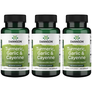 Swanson Full Spectrum Turmeric Garlic & Cayenne 60 Capsules (3 Pack)