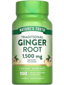 Nature's Truth Ginger Root Capsules | 1,500mg | 100 Count | from Ginger Root Extract | Non-GMO and Gluten Free Supplement