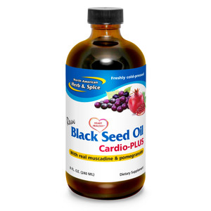 NORTH AMERICAN HERB & SPICE Black Seed Oil Cardio-PLUS - 8 fl oz - Supports Heart Health with Muscadine & Pomegranate - Non-GMO - 48 Servings