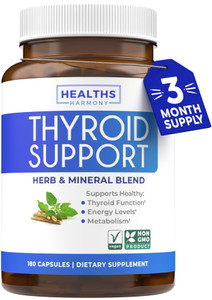 Thyroid Support with Iodine - 180 Capsules (Non-GMO) Improve Your Energy - Ashwagandha Root, Zinc, Selenium, Vitamin B12 Complex - Thyroid Health Sup