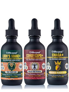 Life Cykel This is It Pack - Chaga, Lion's Mane & Cordyceps Mushroom Extract - Full-Spectrum Mushroom Tincture for Energy, Mental Clarity & Immune Su