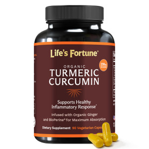 Life's Fortune Organic Turmeric Curcumin with Black Pepper and Ginger, Enhanced Absorption, Extra Strength Supplement, Joint & Immune Support, Non-GM