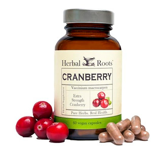Herbal Roots Extra Strength Cranberry Pills for Women & Men with Organic Nettle | Urinary Tract Health | 60 Vegan Capsules