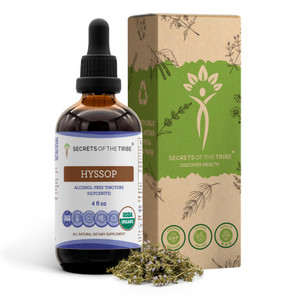 Secrets of the Tribe Hyssop Alcohol-Free Liquid Extract, USDA Organic Hyssop (Hyssopus officinalis) Dried Leaf and Flower Tincture Supplement (4 FL O