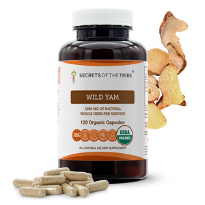 Secrets of the Tribe Wild Yam Capsules 1000 mg Responsibly farmed USDA Organic Wild Yam (Dioscorea Villosa) Dried Root, Hormone Support Supplement (1