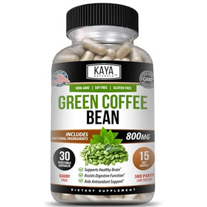 Kaya Naturals Green Coffee Bean Extract - Non-GMO, Gluten-Free Supplement (30 Count (Pack of 1)