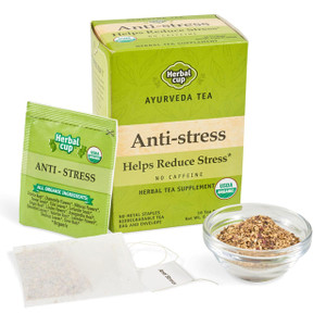 Herbal Cup Ayurveda Tea, Organic Anti-Stress, No Caffeine Herbal Supplement (Anti-Stress, 16 Count (Pack of 6))