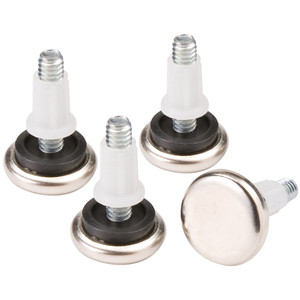 SoftTouch Screw In Leveling Glides for Straight Wooden Furniture Legs - 1-1/16" (4 piece) Brass, Round , Silver - 4603695N