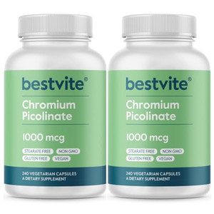 BESTVITE Chromium Picolinate 1000mcg (480 Vegetarian Capsules) (240 x 2) - No Stearates - Vegan, Gluten Free, Non-GMO - Mineral Supplement - Supports