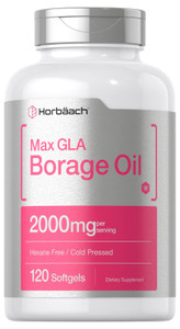 Horbäach Borage Oil Capsules 2000 mg | 120 Softgels | 320mg of GLA | Cold Pressed Seed Oil Supplement