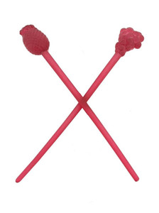 Caravan Assorted Matt Colors And Assorted Fruit Shapes Decorates These Chop Sticks Pair