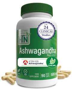 Health Thru Nutrition Ashwagandha 500mg KSM­66® 90 Capsules | Stress, Mood, Focus, & Energy | Clinically Proven and Organic Root-Only Whitania Somnif