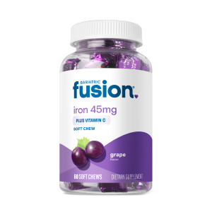 Bariatric Fusion Iron Supplement for Women Anemia | Chewable Iron with Vitamin C | Grape Flavored Soft Chew | Gentle on Stomach Ferrous Fumarate for