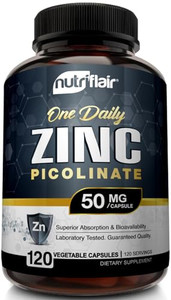 NutriFlair Zinc Picolinate 50mg, 120 Capsules - Maximum Absorption Zinc Supplement Pills - Immune System Booster, Immunity Defense, Powerful Non-GMO