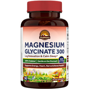 Vitalitown Magnesium Glycinate | Chelated, Non Buffered 300mg Elemental Magnesium | Most Bioavailable, Fully Reacted | Bone, Calm, Relaxation, Heart