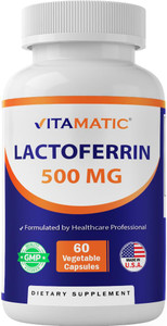 Vitamatic Lactoferrin 500mg  60 Vegetable Capsules Promotes Healthy Immune Function
