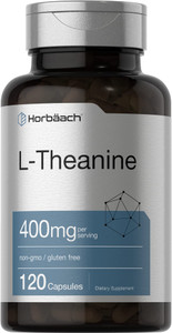 Horbäach L-Theanine Supplement | 400mg | 120 Powder Capsules | Non-GMO & Gluten Free