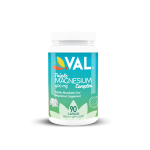 VAL Triple Magnesium Complex 400mg (Glycinate, Taurate & Citrate) for Muscle Relaxation, Sleep & Calm Energy, Vegan, Non-GMO, 90 Capsules