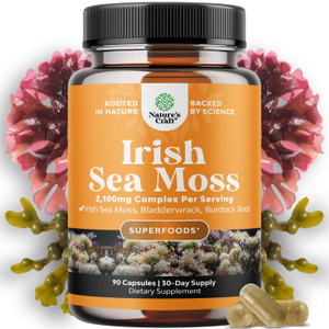 Natures Craft Irish Sea Moss Capsules - Sea Moss Pills with 2100mg Serving Superfood Complex with Bladderwrack Burdock Root and BioPerine for Immune