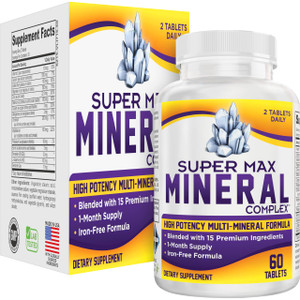 15-in-1 Multimineral Supplement Support Iron-Free Formula | Daily Multiminerals | Multi-Mineral Supplements | Minerals Complex | 1-Month Supply | 60